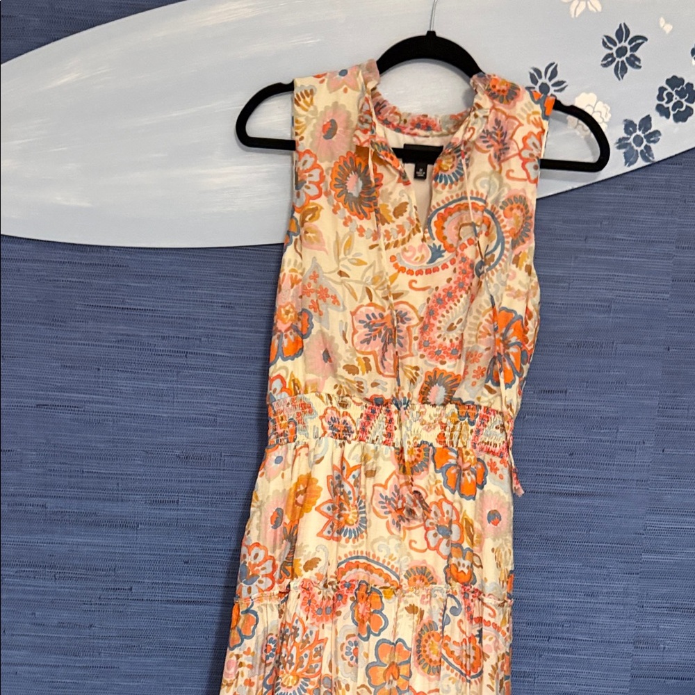MSK Vibrant Floral Maxi Dress - Orange and Blue